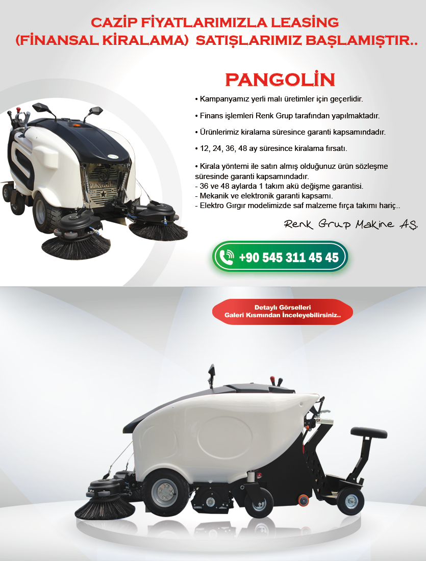 Elektrikli Kaldırım Üstü Süpürme Makinesi Renkgrup Pangolin 300 BT